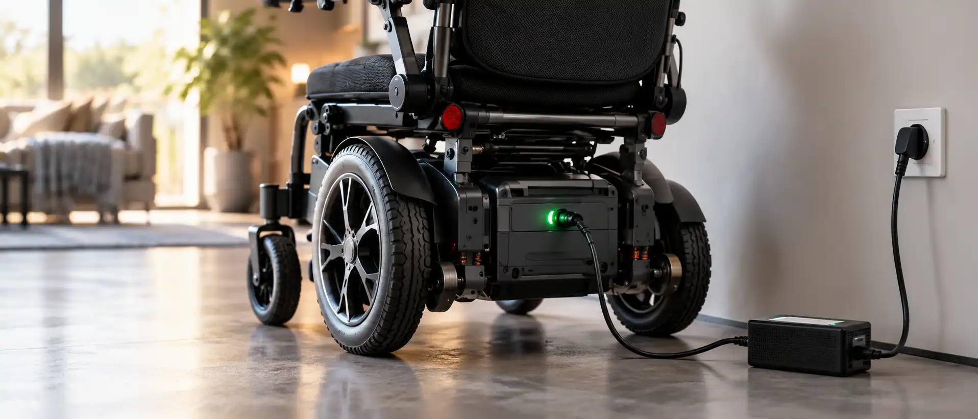 Ładowanie akumulatora wózka elektrycznego podłączonego do ładowarki
